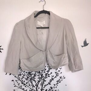 Ya-ya linen silk crop bolero jacket blazer beige neutral coastal grandma boho